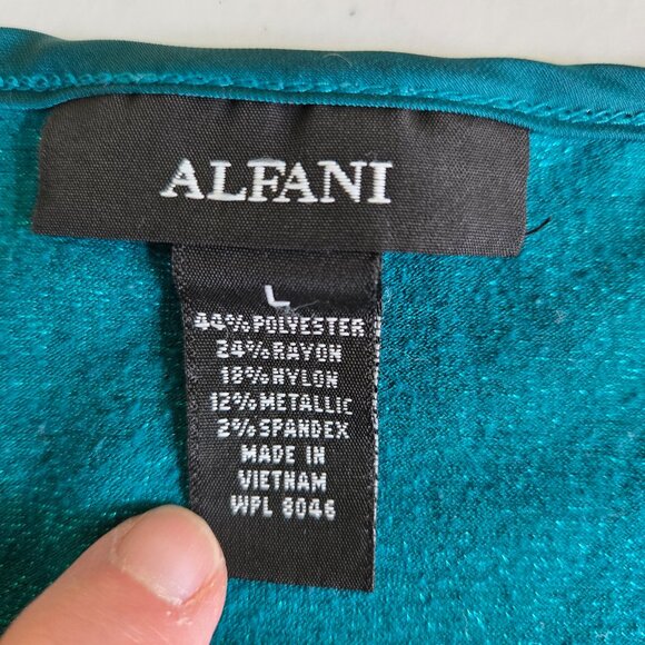 76-25 Alfani Teal Green sleeveless ruffled Tank top Size Large (L) - Picture 7 of 8
